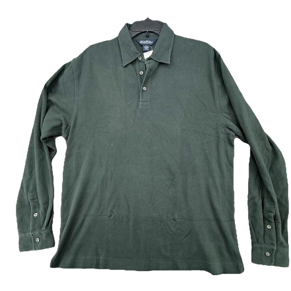 NEW Brooks Brothers Polo Shirt Large Olive Long Sleeve Heavyweight Mens